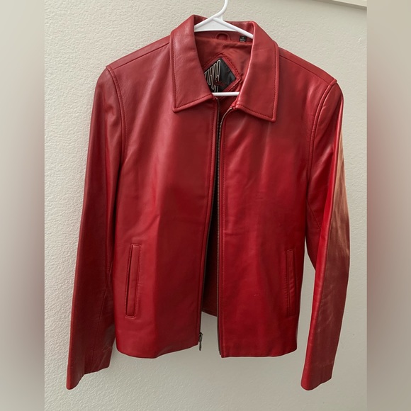 Tiboa Leathers dark red jacket, women’s size S - Picture 4 of 9